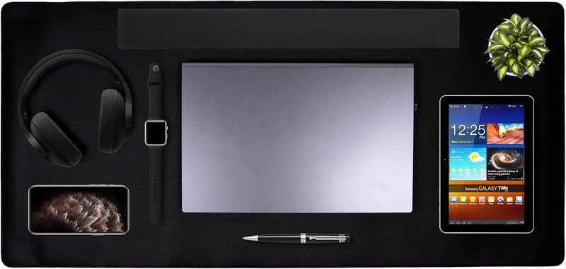 COSSINI XL Desk Pad - Large Vegan Leather Desk Mat 17 x 36- Buttery Smooth Writing, Damage Blocking, Non-Slip, Waterproof - Home Office Computer Desk Protector Blotter Laptop Keyboard Mouse Pad - Image 1